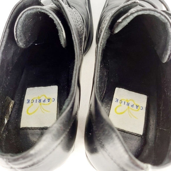 𝅺Caprice vintage leather ankle laced black heeled shoes made in Brazil size 37 - Picture 7 of 11
